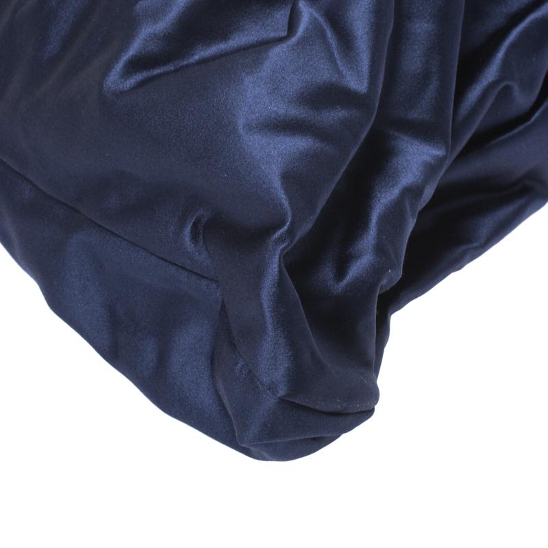 Chanel Blue Satin 2.55 Ribbon Shoulder Bag In Good Condition In Dubai, Al Qouz 2