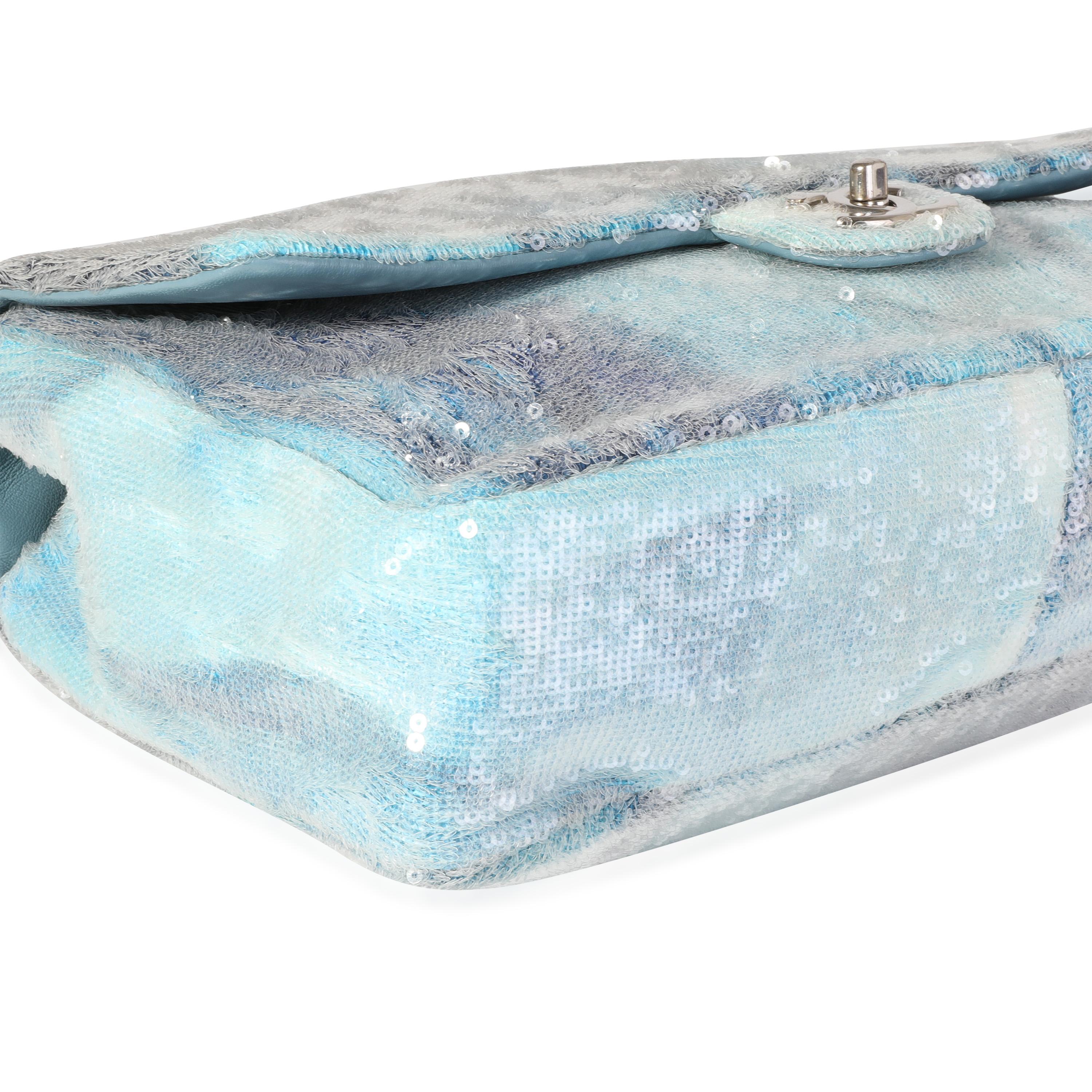 Gray Chanel Blue Sequin Large Waterfall Single Flap Bag