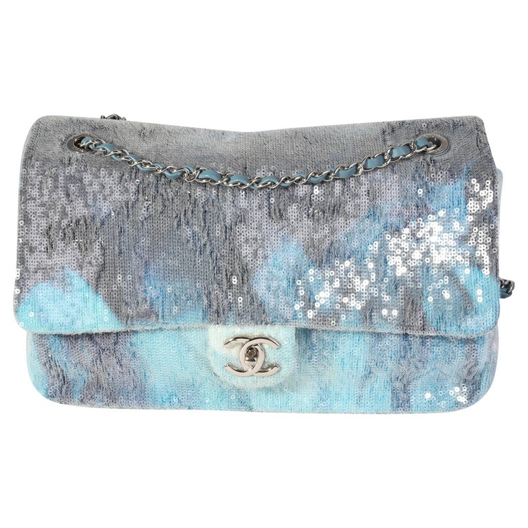 Chanel Blue Sequin Large Waterfall Single Flap Bag at 1stDibs