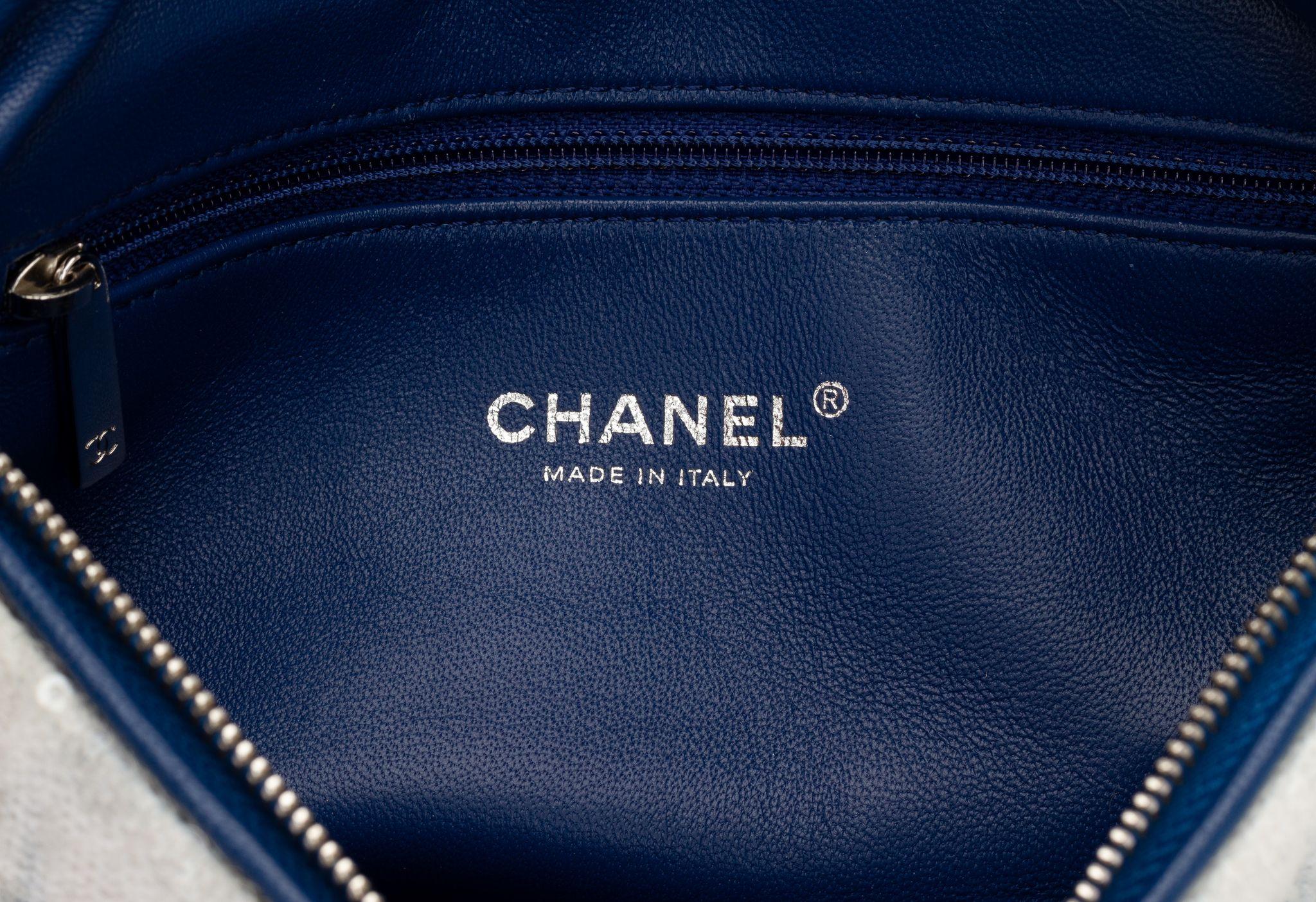 Chanel Blue Sequins Waterfall Belt Bag For Sale 2