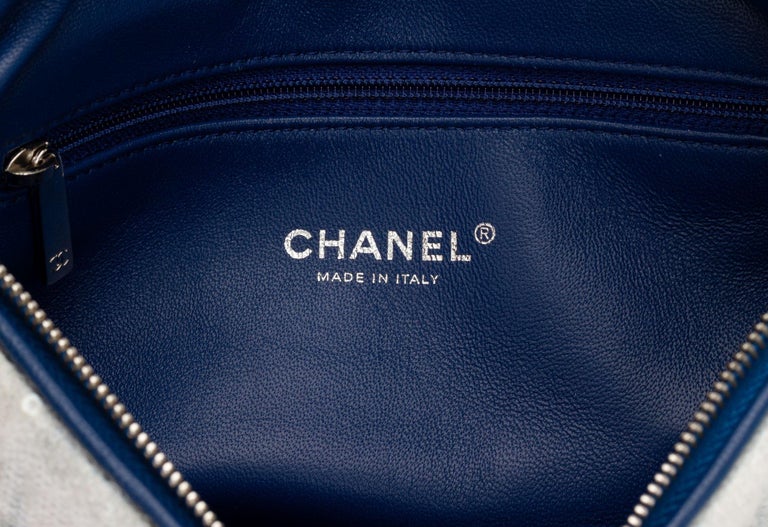 Chanel Blue Sequins Waterfall Belt Bag For Sale at 1stDibs