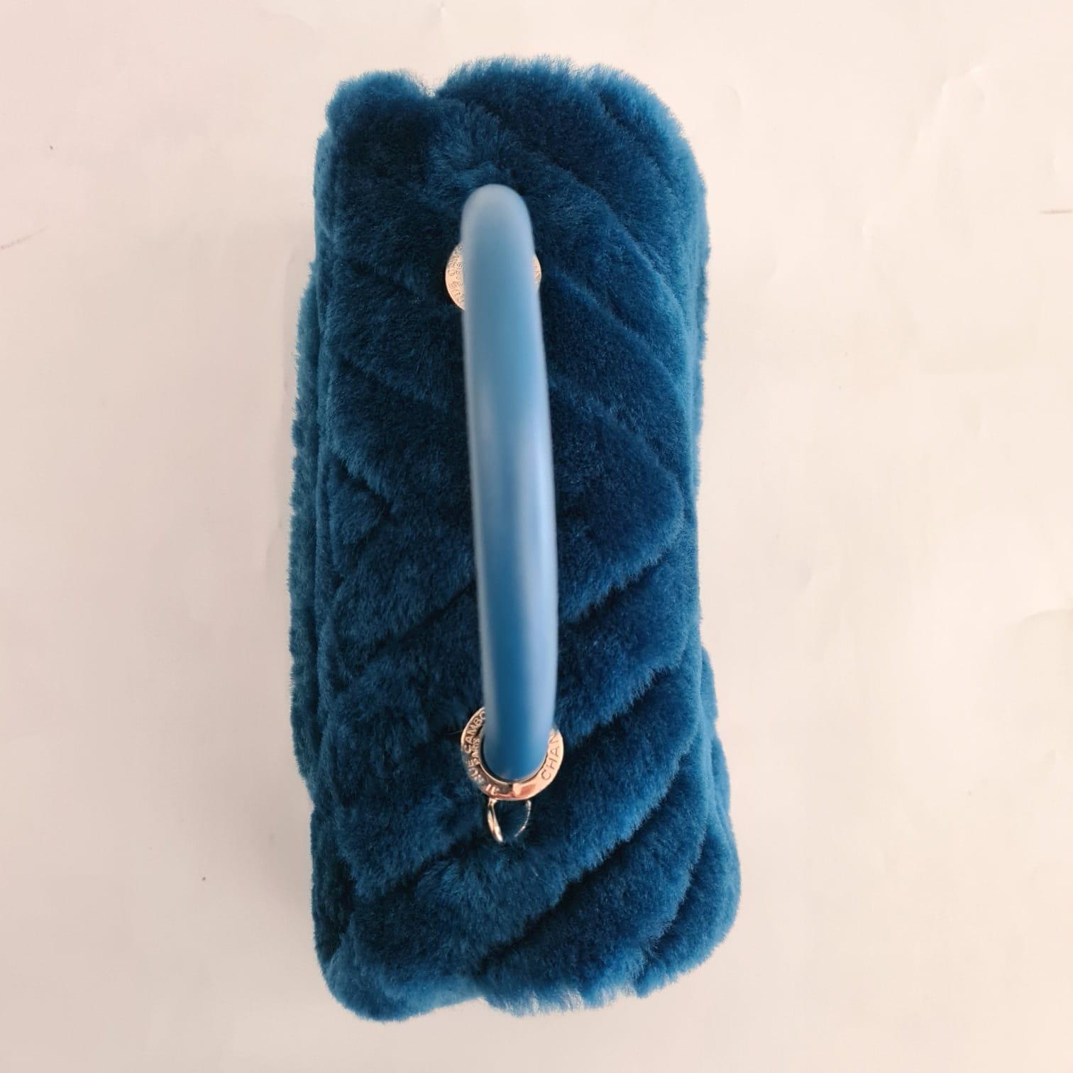 Chanel Blue Shearling Fur Coco Handle Top Handle Bag 8