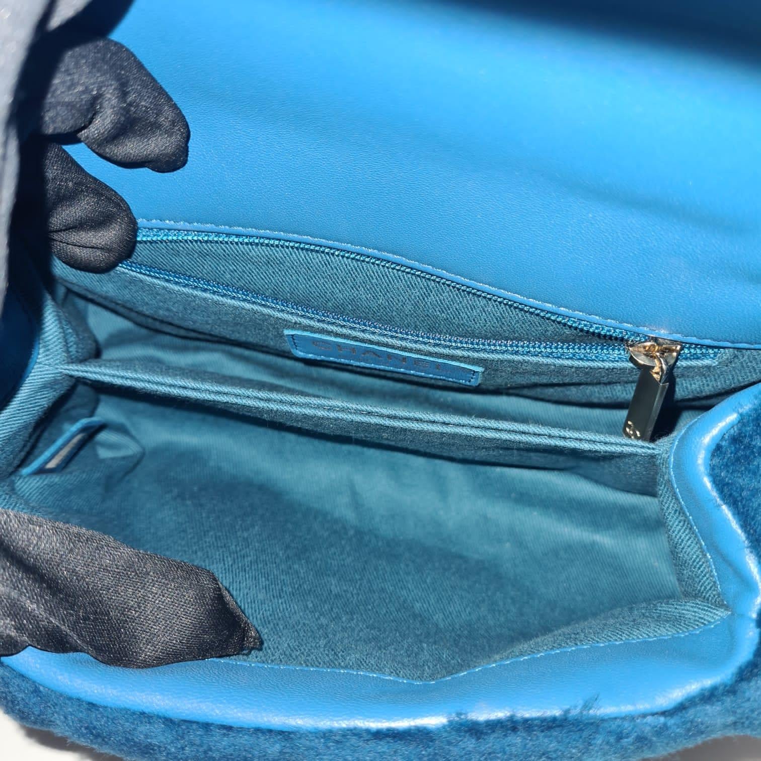 Chanel Blue Shearling Fur Coco Handle Top Handle Bag In Excellent Condition In Jakarta, Daerah Khusus Ibukota Jakarta