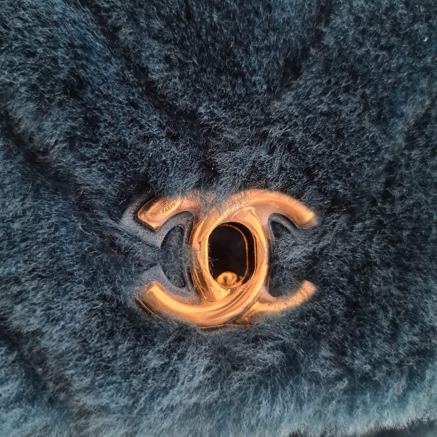 Chanel Blue Shearling Fur Coco Handle Top Handle Bag 1