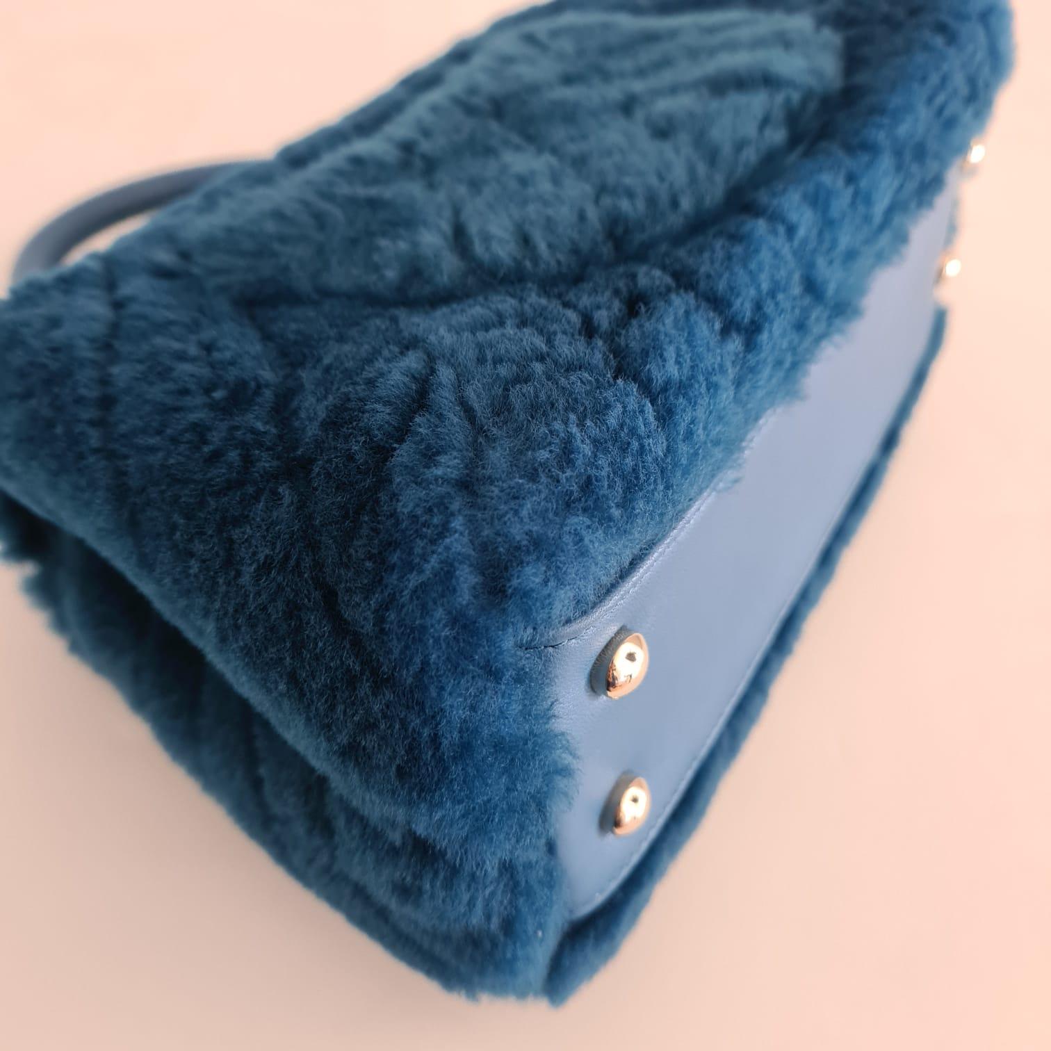 Chanel Blue Shearling Fur Coco Handle Top Handle Bag 2