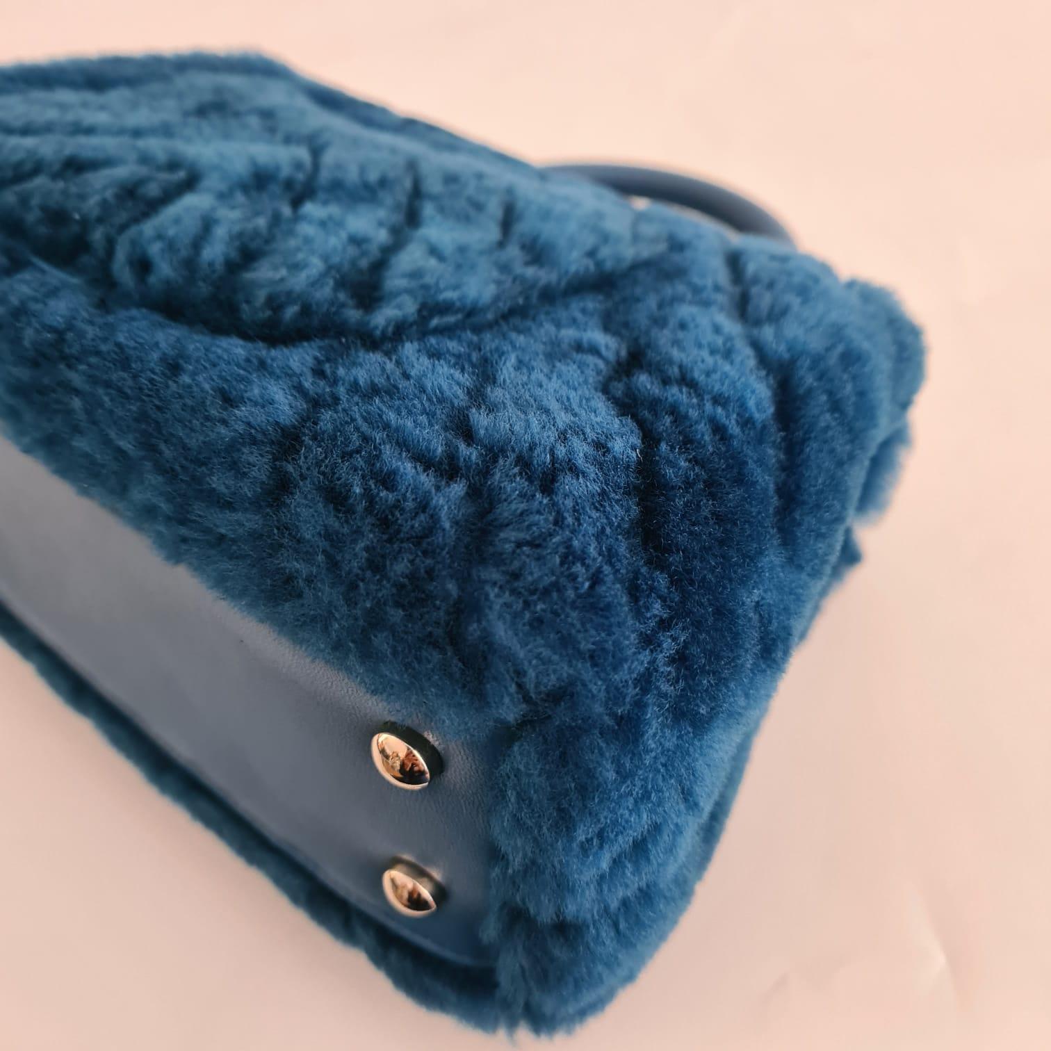 Chanel Blue Shearling Fur Coco Handle Top Handle Bag 3