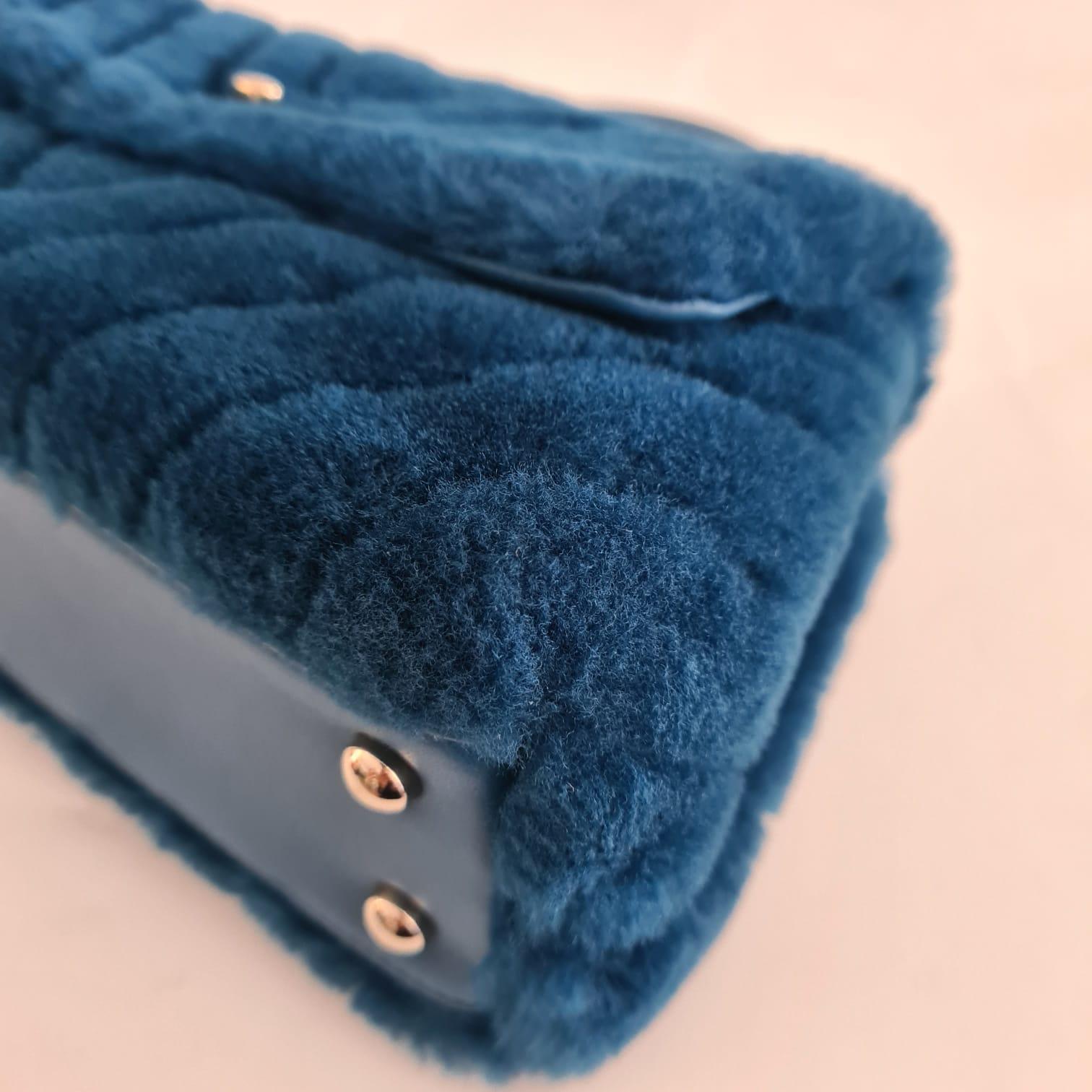 Chanel Blue Shearling Fur Coco Handle Top Handle Bag 4