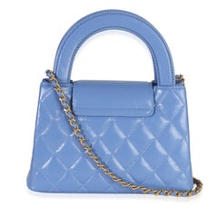 Chanel Blue Shiny Aged Calfskin Quilted Nano Kelly Shopper