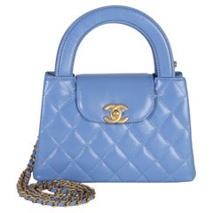 Chanel Blue Shiny Aged Calfskin Quilted Nano Kelly Shopper