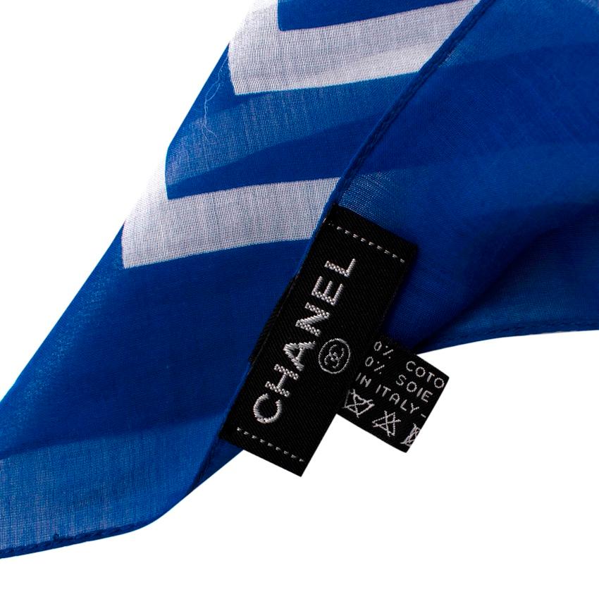 Chanel Blue Silk Blend Striped CC Stole 2
