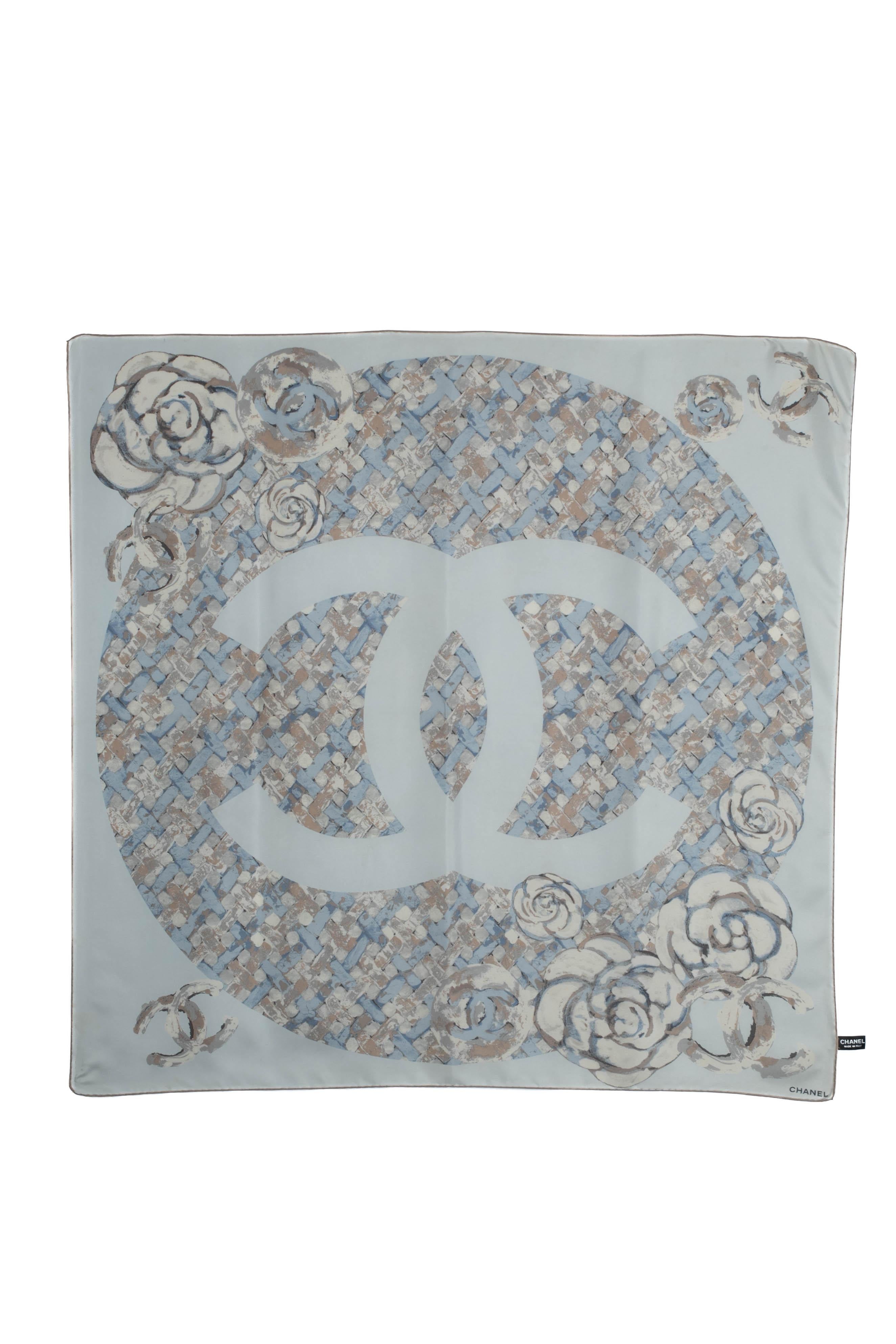 Chanel blue silk foulard