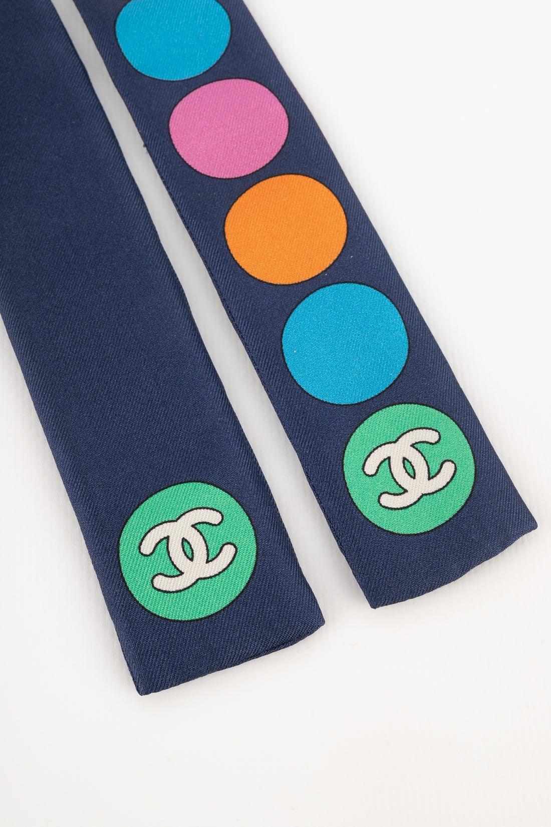 Women's Chanel Blue Silk Slim Headband