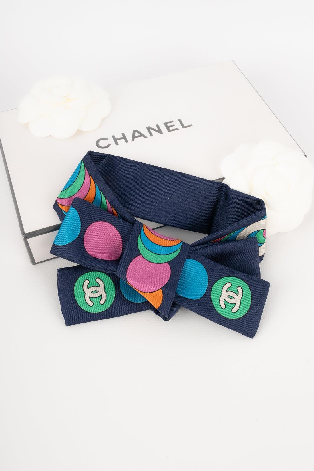 Chanel Blue Silk Slim Headband 2