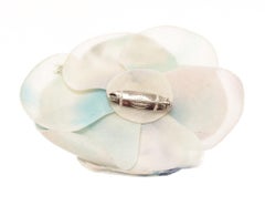 Chanel Blue Silk Tie Dye Camellia Brooch