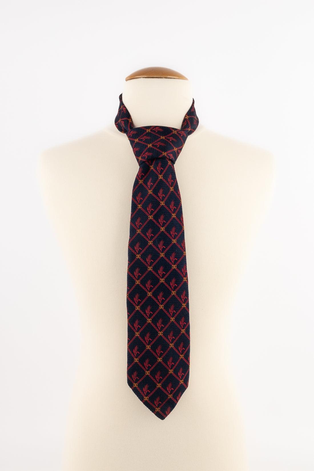 Black Chanel Blue Silk Tie For Sale