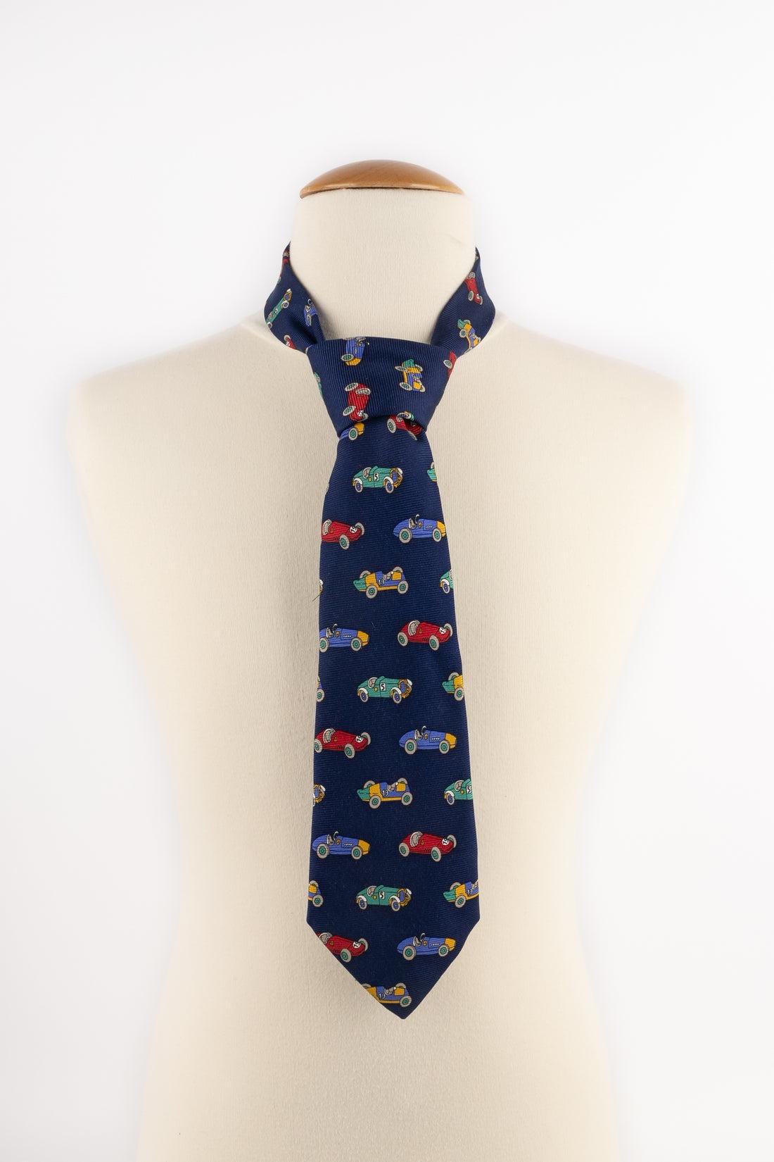 Black Chanel Blue Silk Tie For Sale