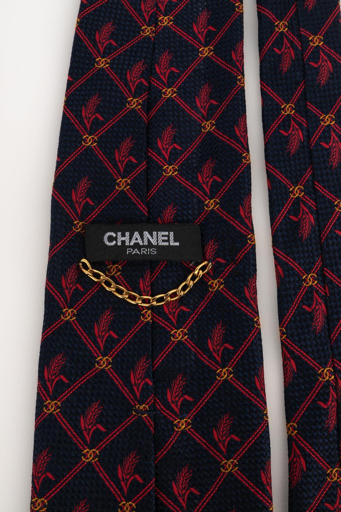 Chanel Blue Silk Tie In Excellent Condition For Sale In SAINT-OUEN-SUR-SEINE, FR