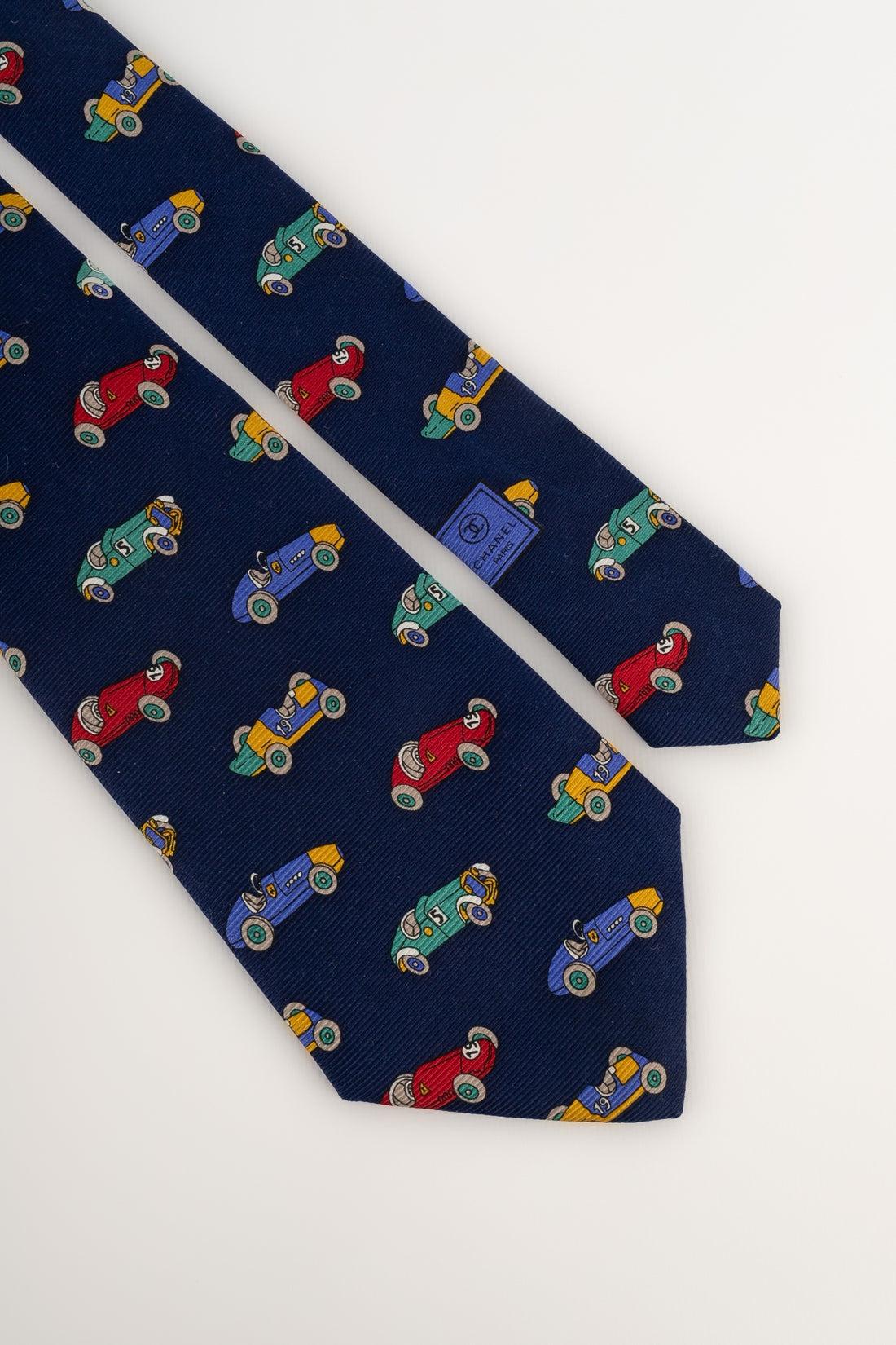 Chanel Blue Silk Tie In Excellent Condition For Sale In SAINT-OUEN-SUR-SEINE, FR