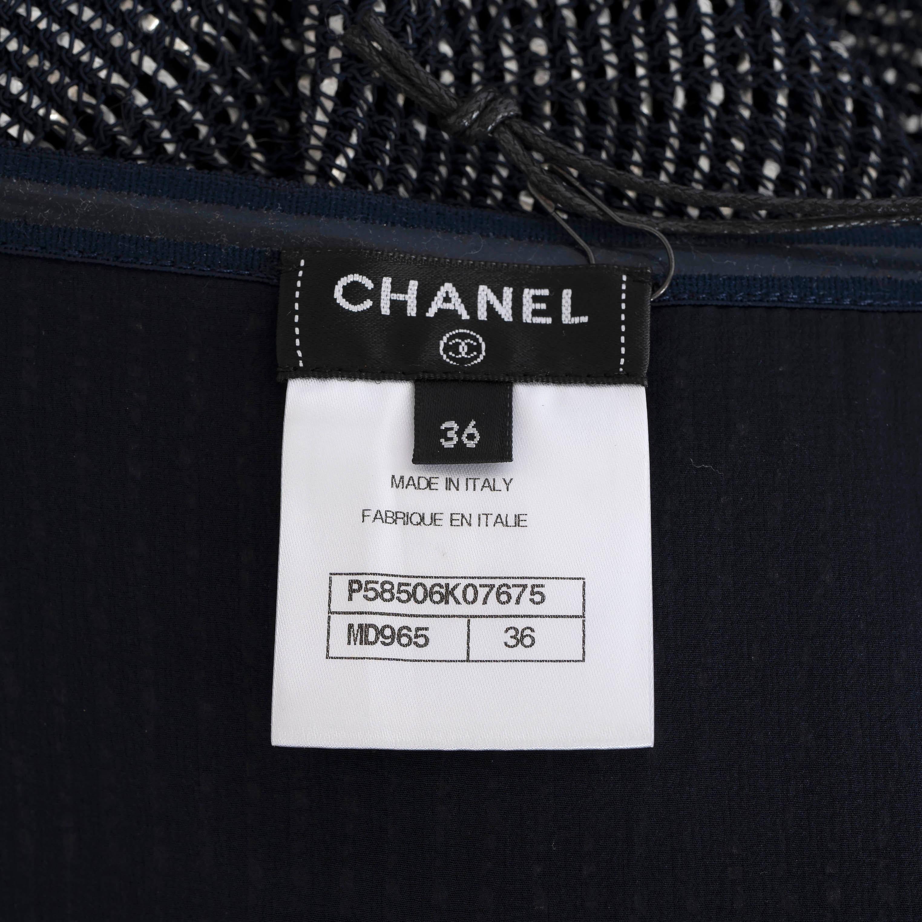 CHANEL blue & silver cotton 18P LUREX KNIT MAXI Dress 36 XS For Sale 1