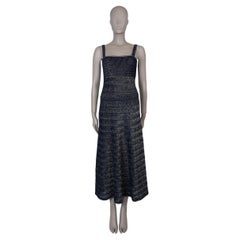 CHANEL 18P LUREX KNIT MAXI Kleid aus blauer und silberner Baumwolle 36 XS