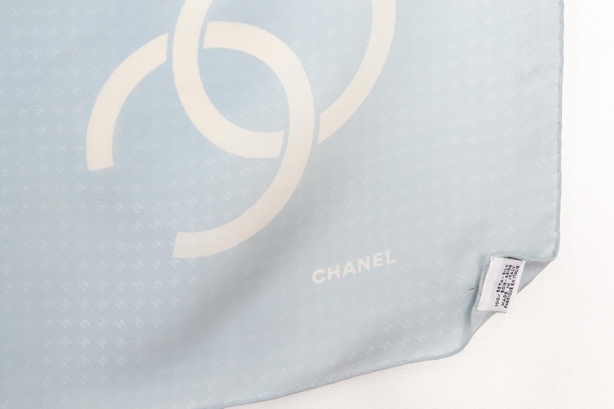 Chanel Blue Sky Logo Silk Scarf 1