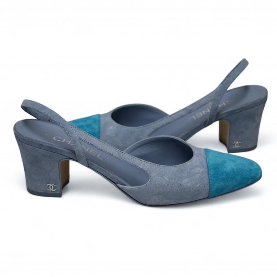 Chanel blau slingbacks Größe fr40 (Schwarz) im Angebot