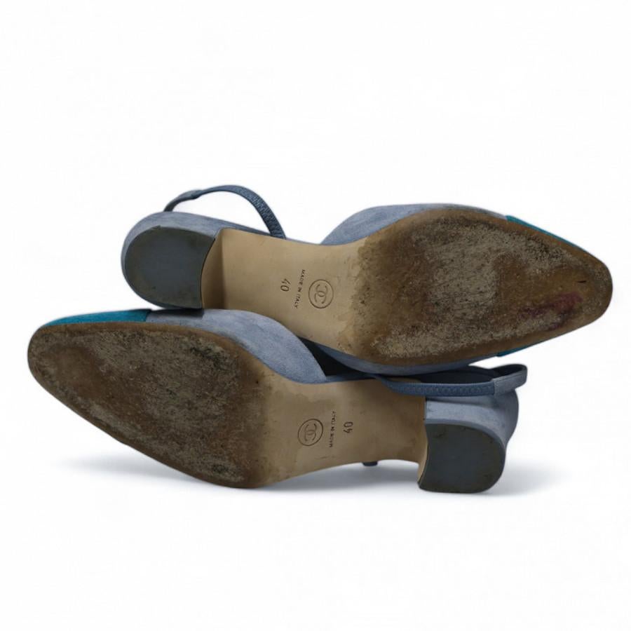 Chanel blau slingbacks Größe fr40 Damen im Angebot