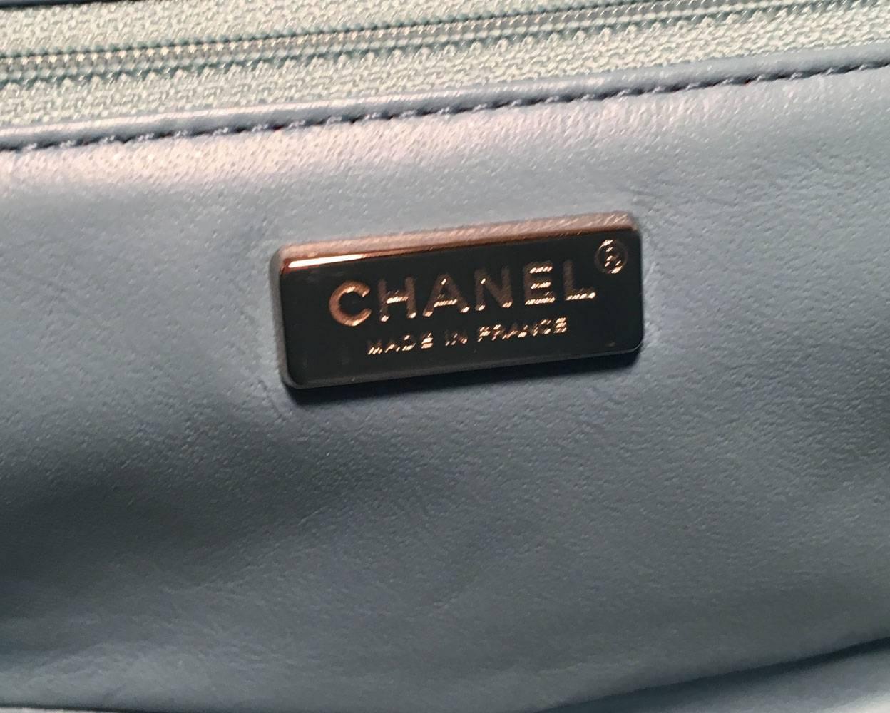 Women's Chanel Blue Snakeskin Python Mini Classic Flap Shoulder Bag