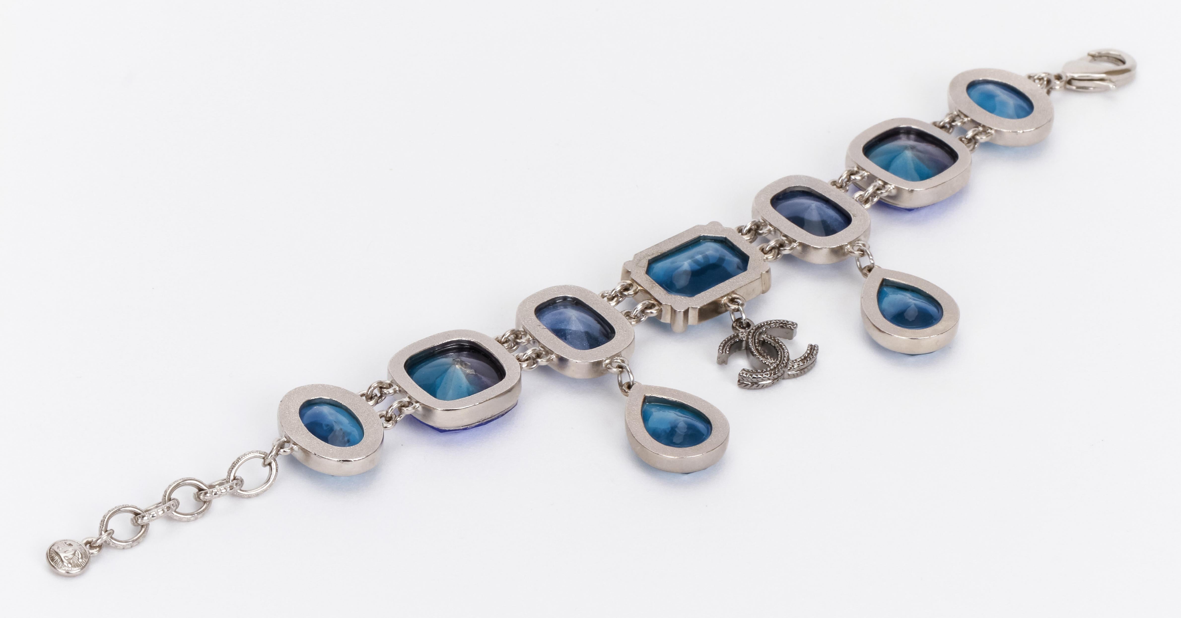 Chanel Blue Stone Charm Bracelet In Excellent Condition For Sale In West Hollywood, CA