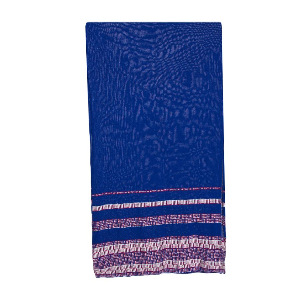 Chanel's stole is crafted in a cotton and silk combination that feels so soft against your skin. It features a striped pattern along with a blue shade and is complete with neatly hemmed ends. Drape this stole loosely around your shoulders and flaunt