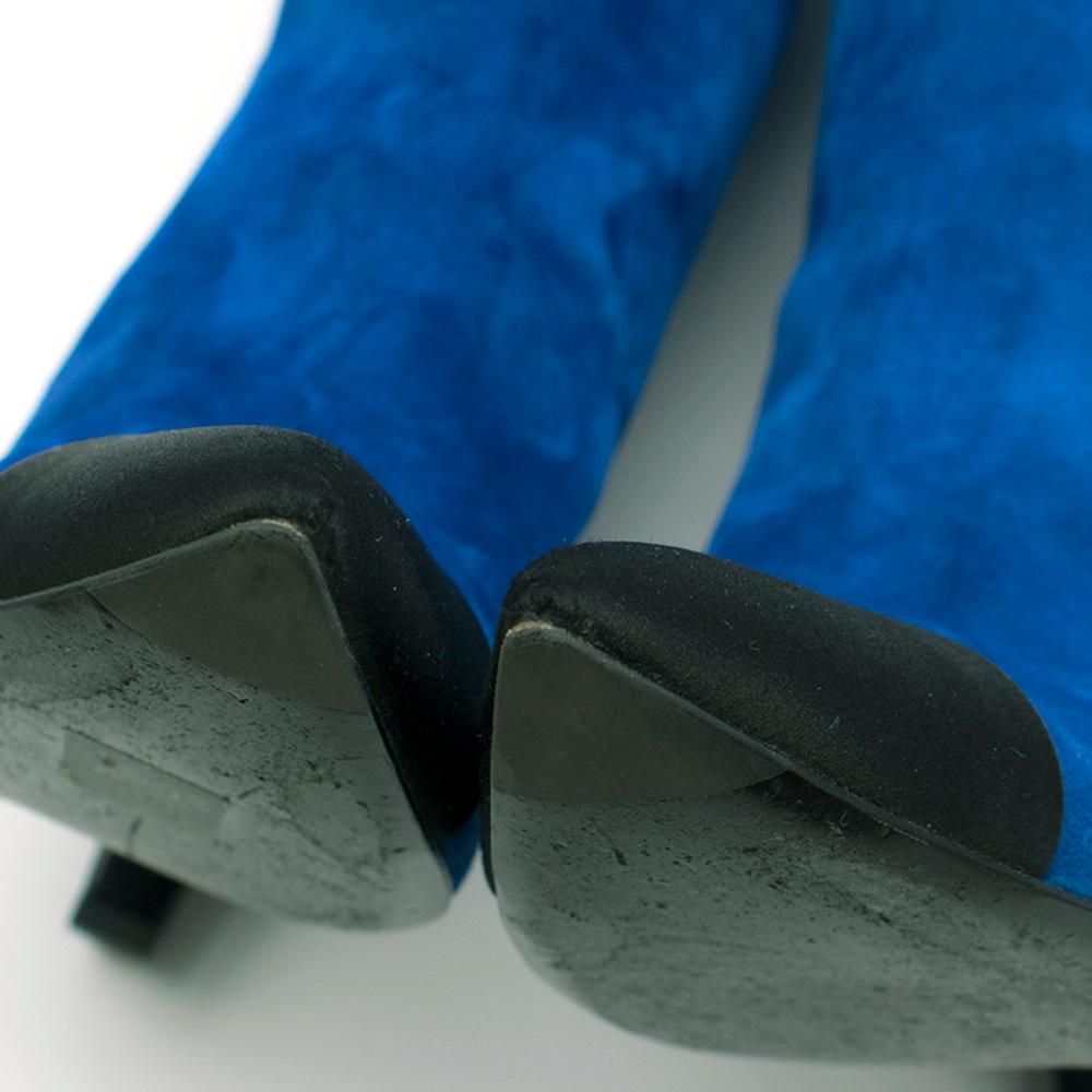 Chanel Blue Suede Gabrielle Cap-Toe Boots 39 1