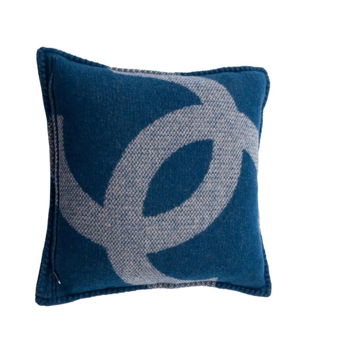 blue and tan throw pillows