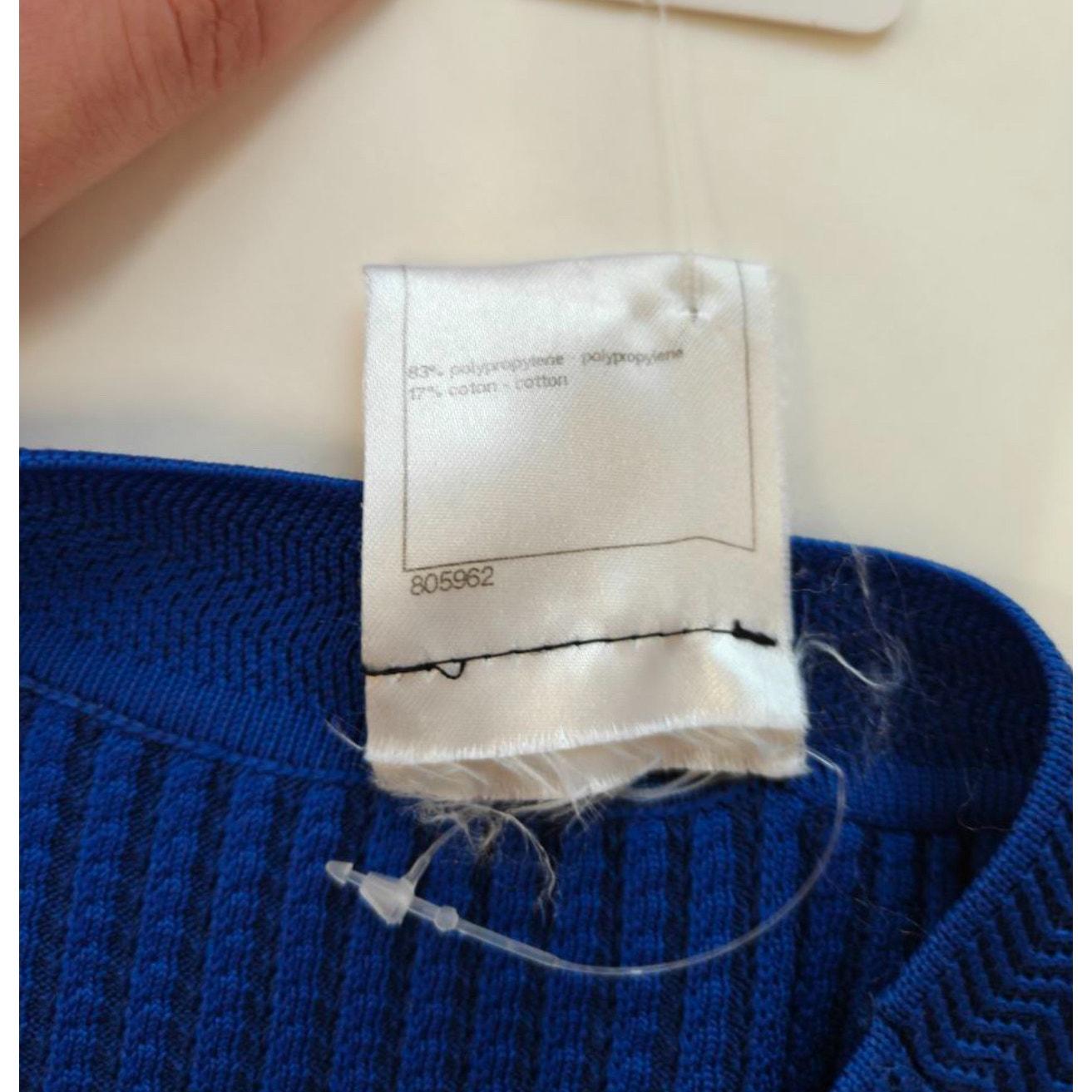 Chanel Blue Textured Straight-Cut Dress Sz.38 en vente 1