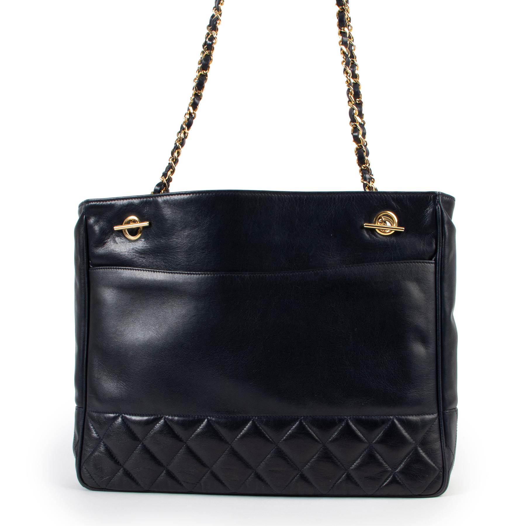Black Chanel Blue Tote Shoulder Bag