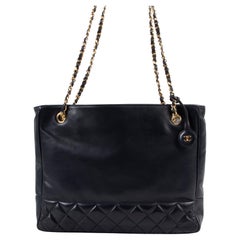 Chanel Blue Tote Shoulder Bag