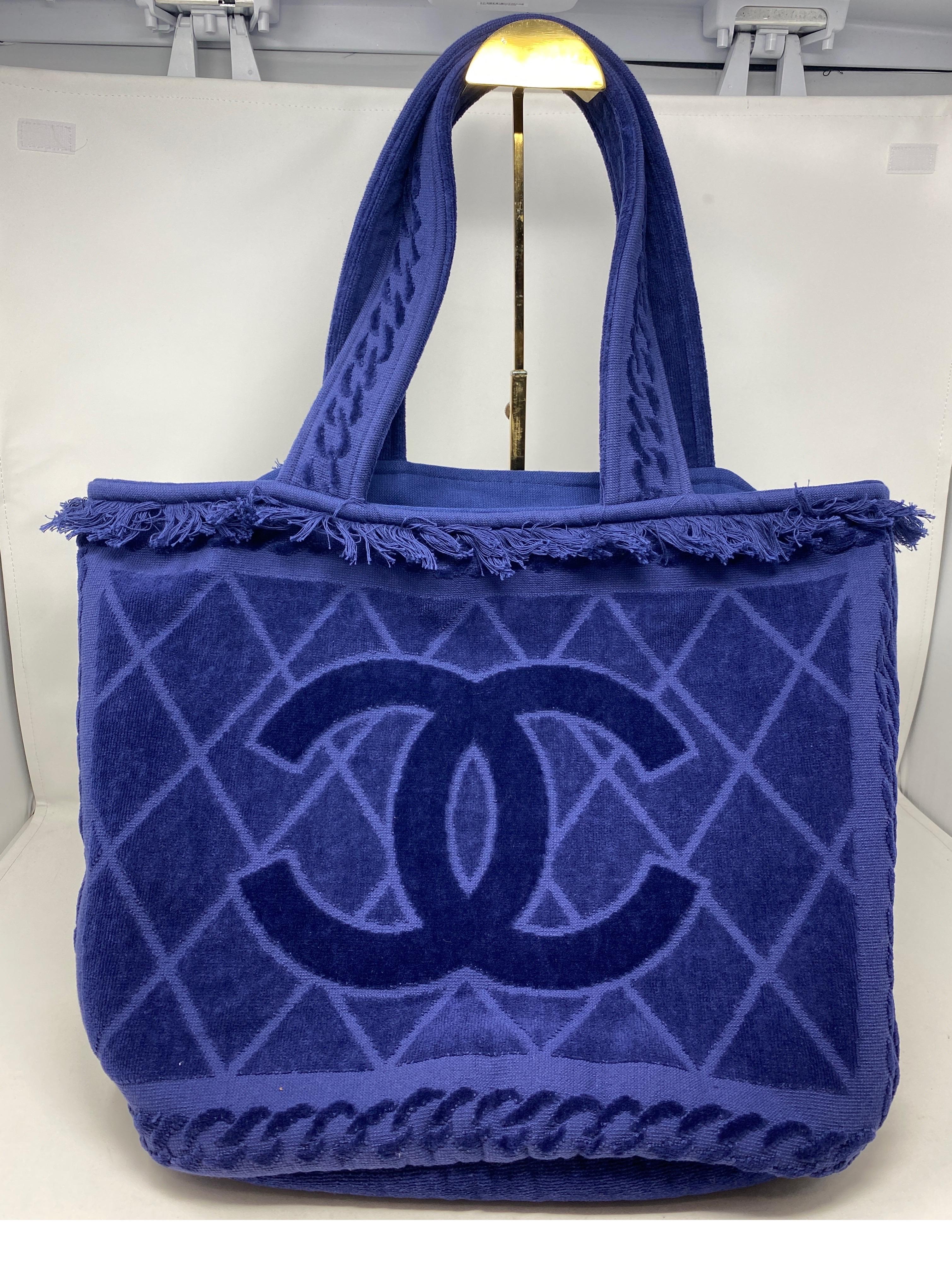 Chanel Blue Towel Tote Bag. Like new condition. Rare towel purse. Never used with original tag. Guaranteed authentic. 