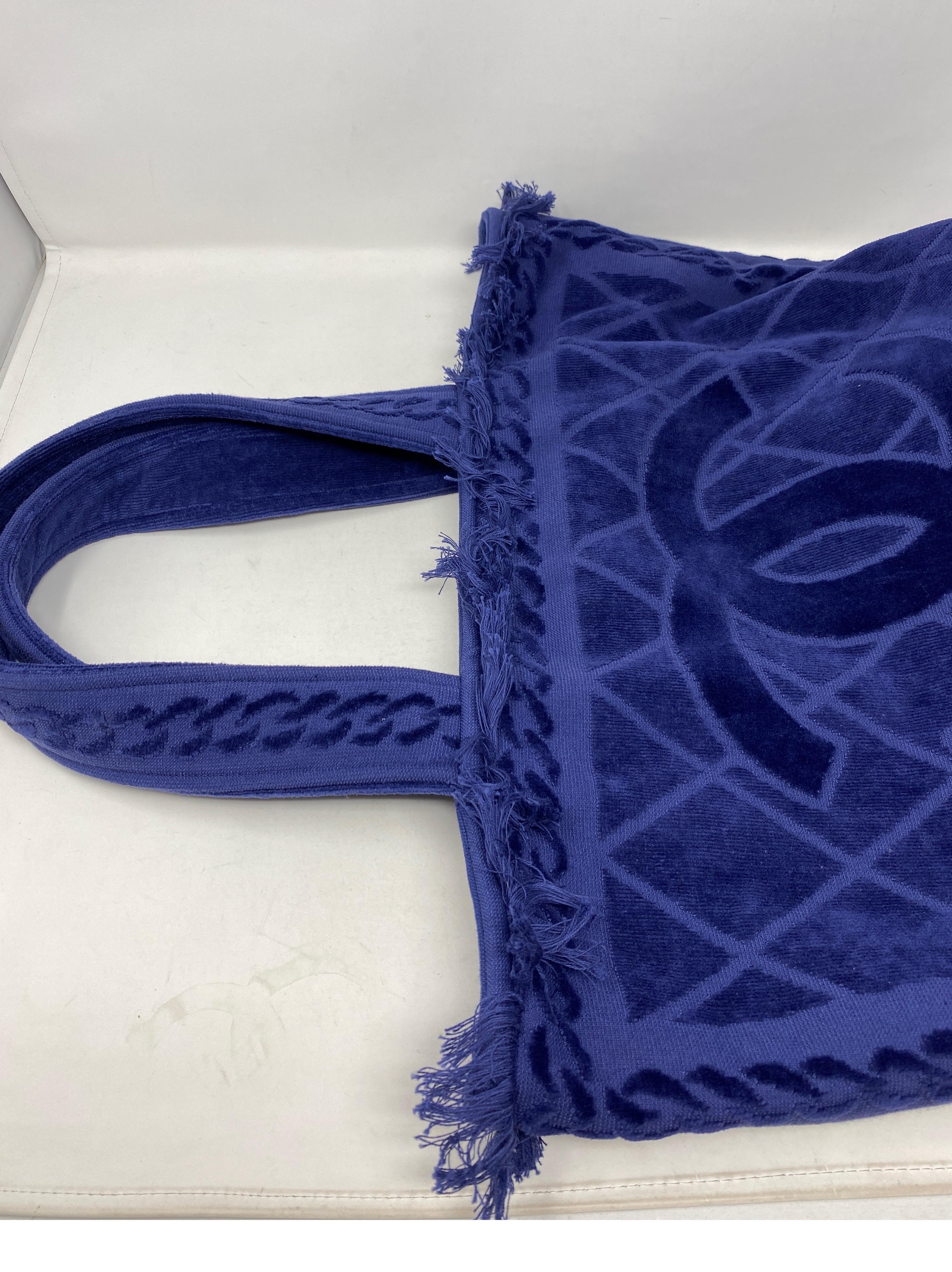 Chanel Blue Towel Tote Bag  In Excellent Condition In Athens, GA