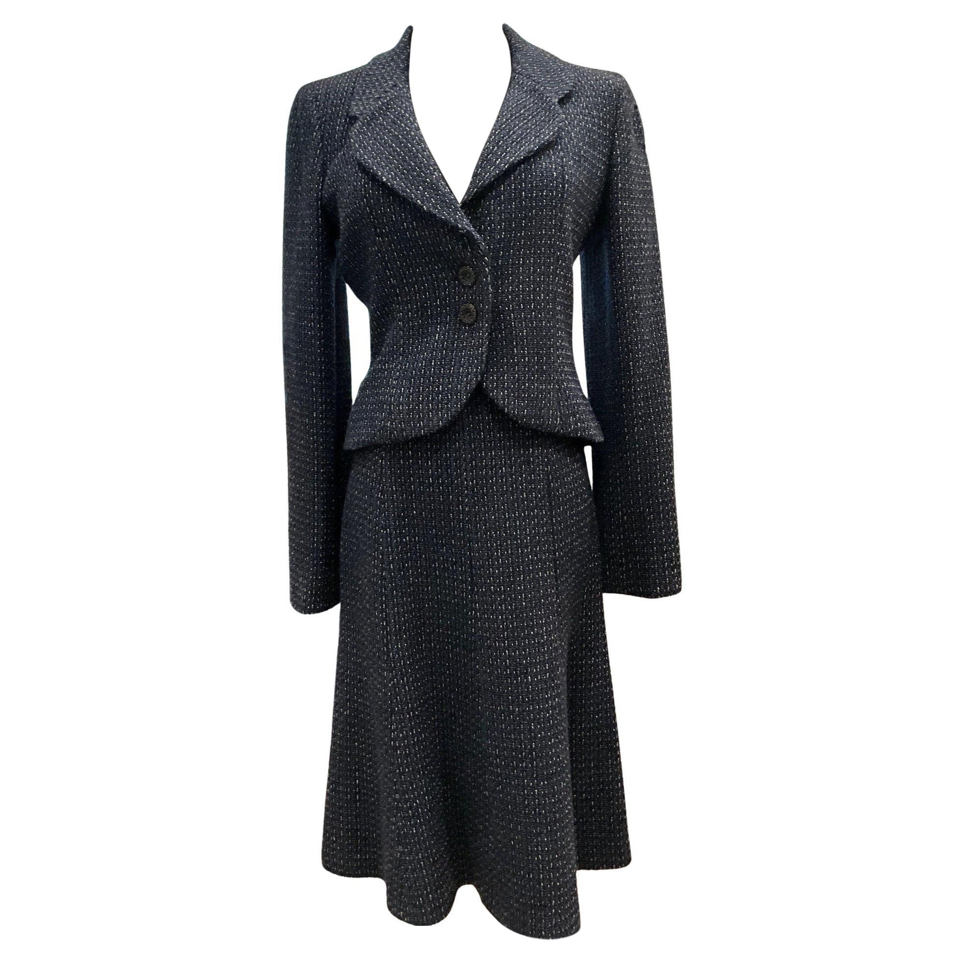 Chanel Blue Tweed 2-piece Skirt Suit