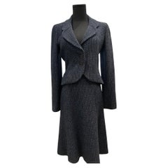 Chanel Blue Tweed 2-piece Skirt Suit
