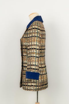 Chanel Blue Tweed and Velvet Coat Size 36FR, 2019
