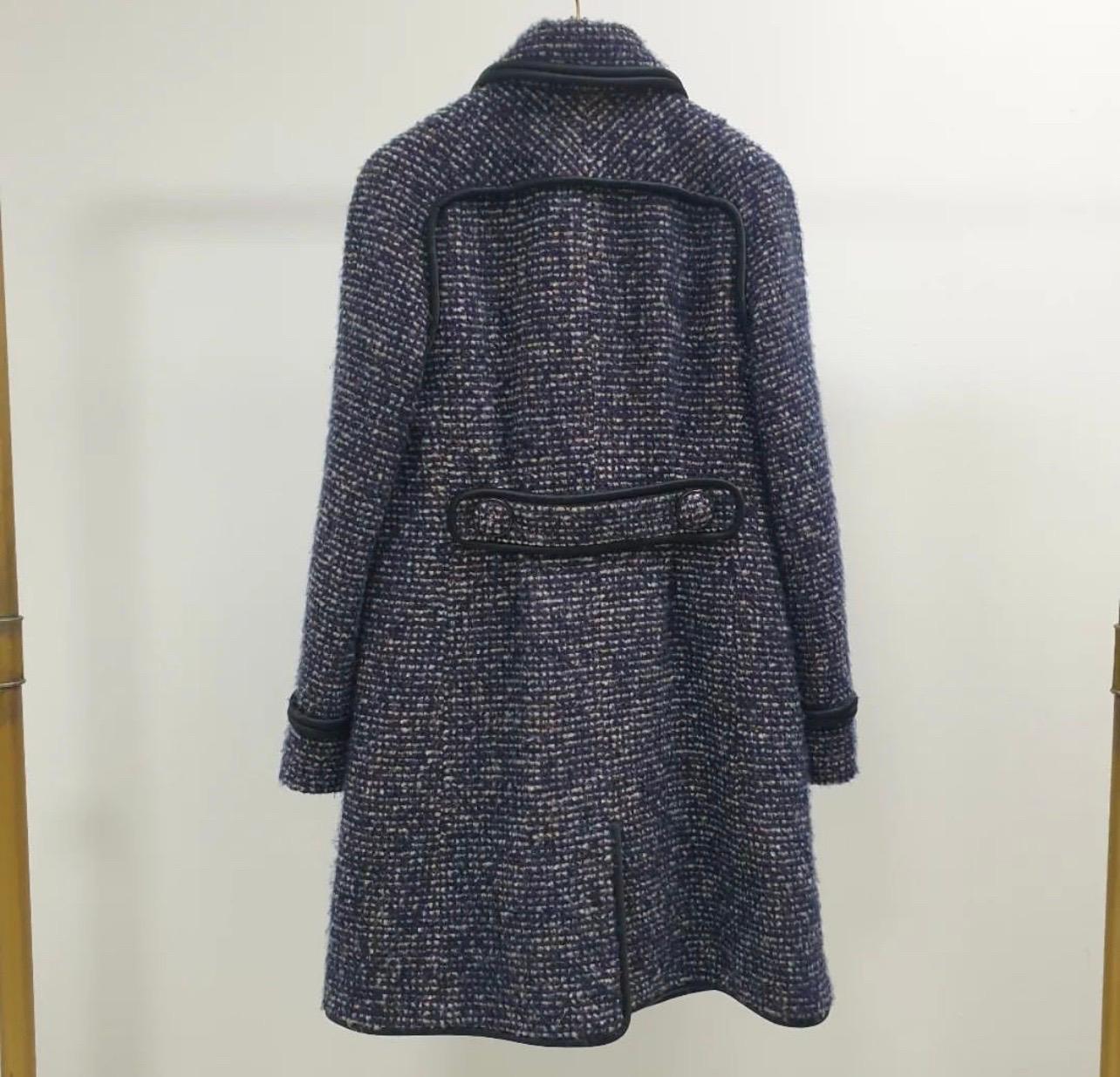 Women's Chanel Blue Tweed Coat For Sale
