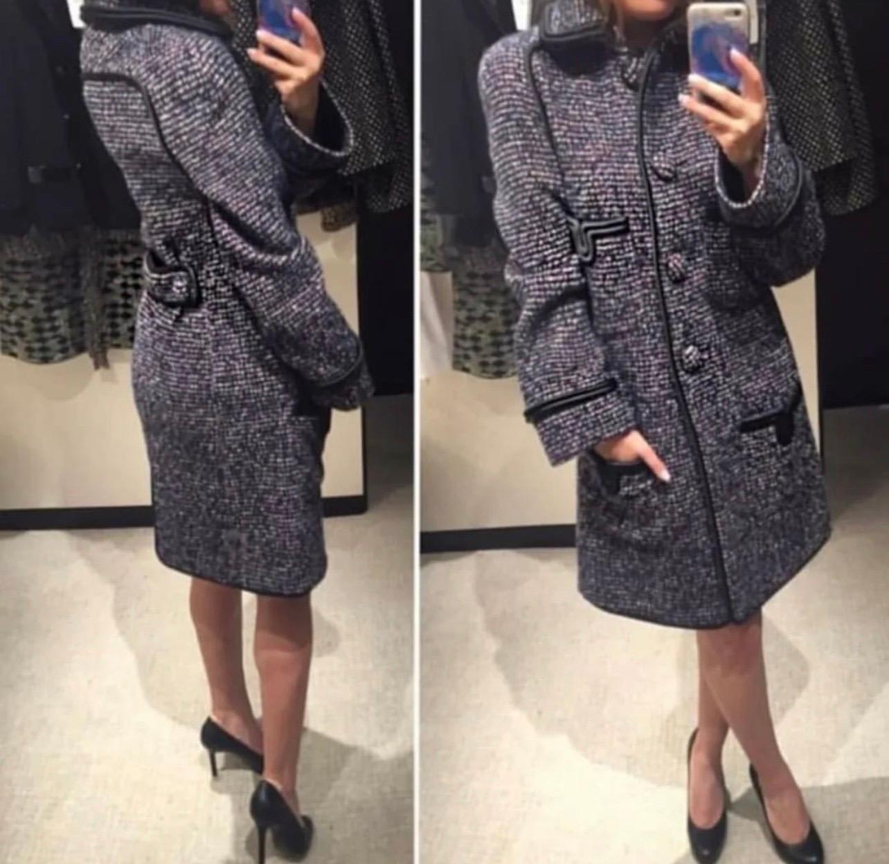 Chanel Blue Tweed Coat For Sale 1