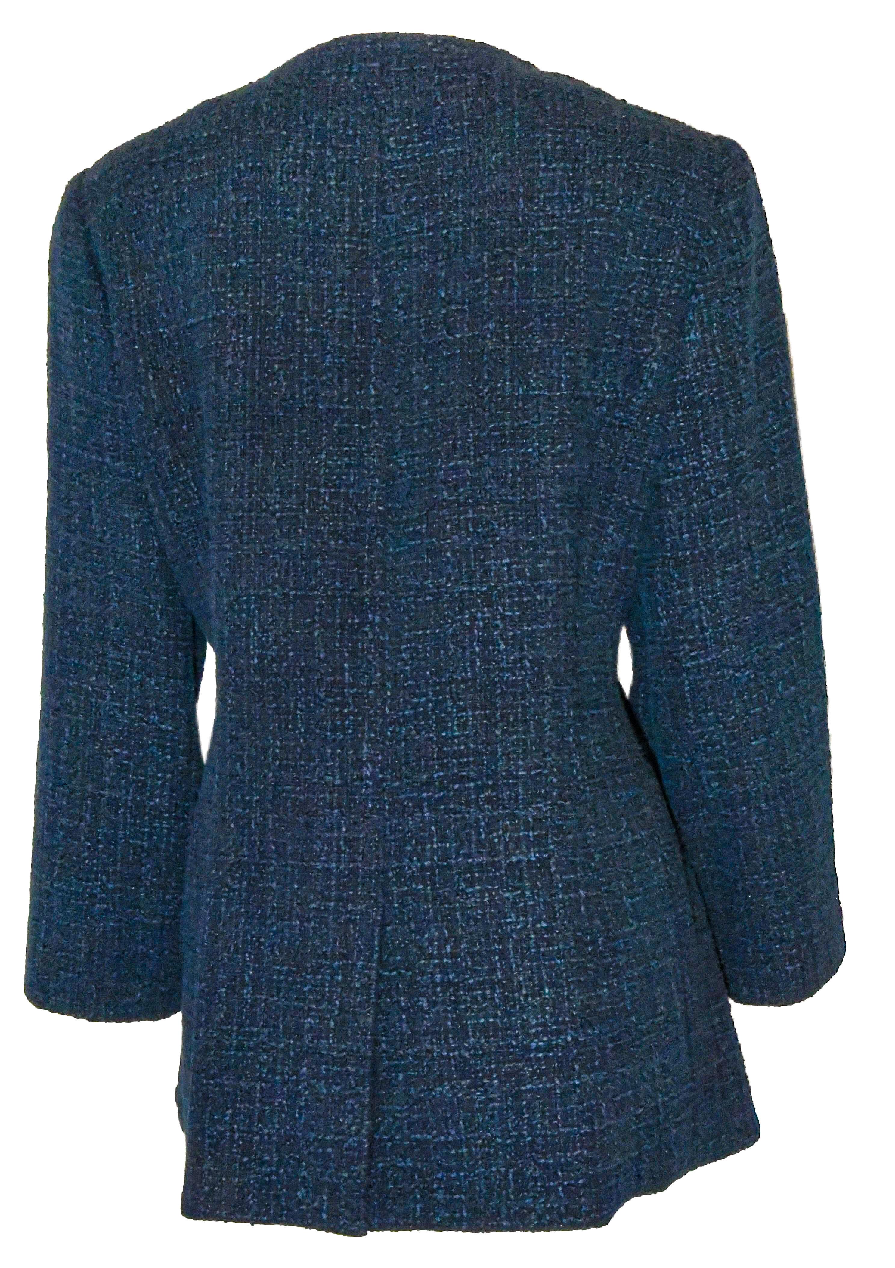 blue tweed cardigan