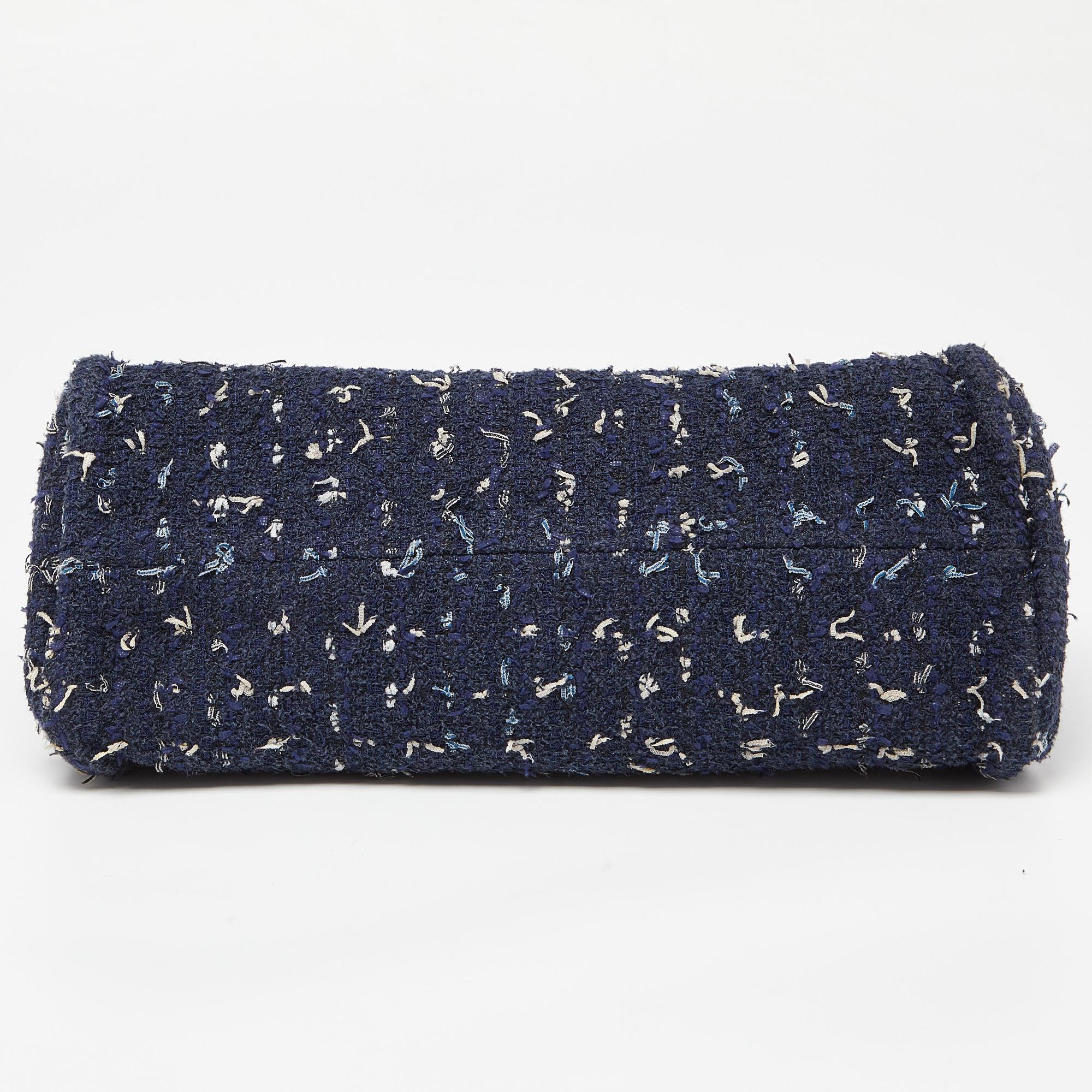 Chanel Blue Tweed Just Mademoiselle Bowler Bag 1