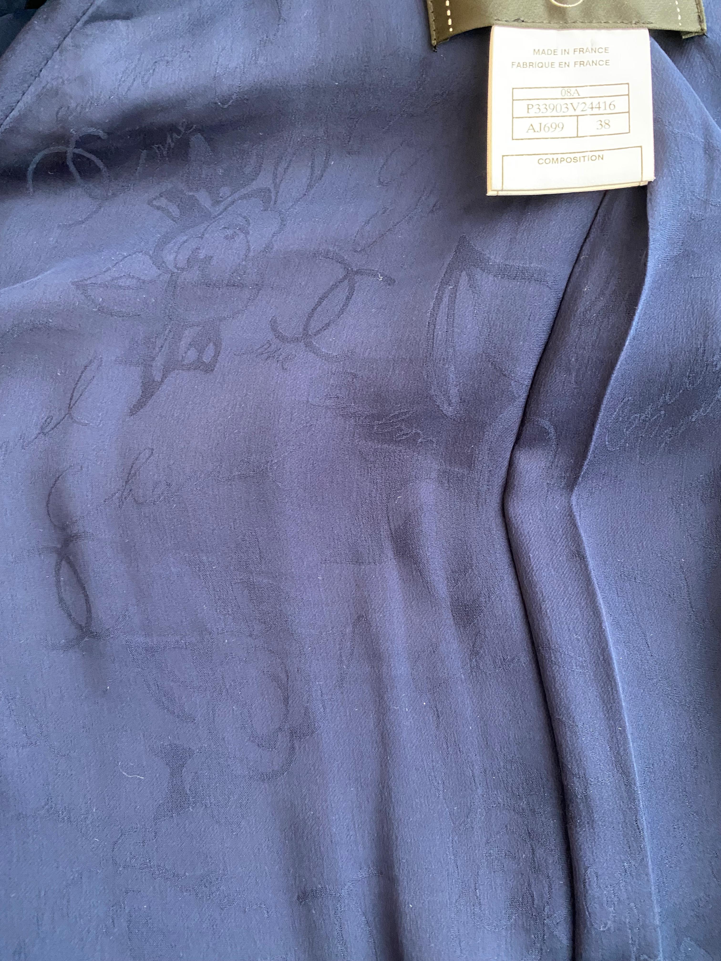 CHANEL Blue Velvet Double Breast Coat with Belt For Sale 5
