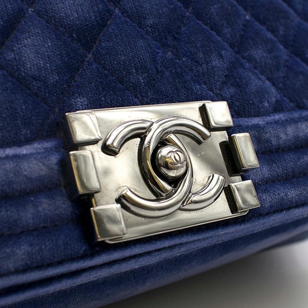 Chanel Blue Velvet Small Boy Bag In Good Condition In London, GB