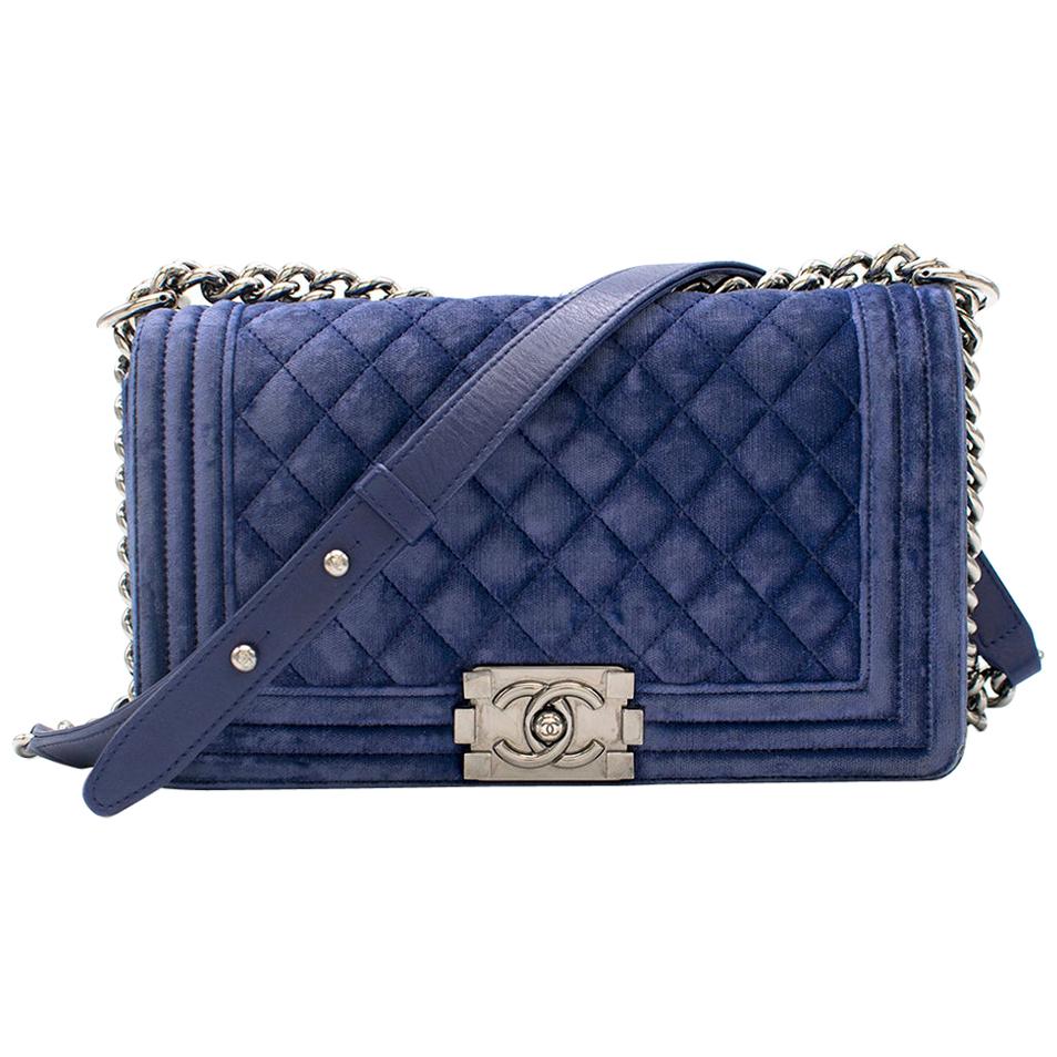 Chanel Blue Velvet Small Boy Bag