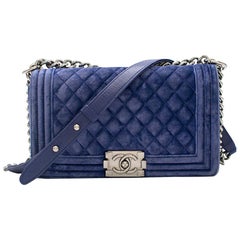 Chanel Blue Velvet Small Boy Bag
