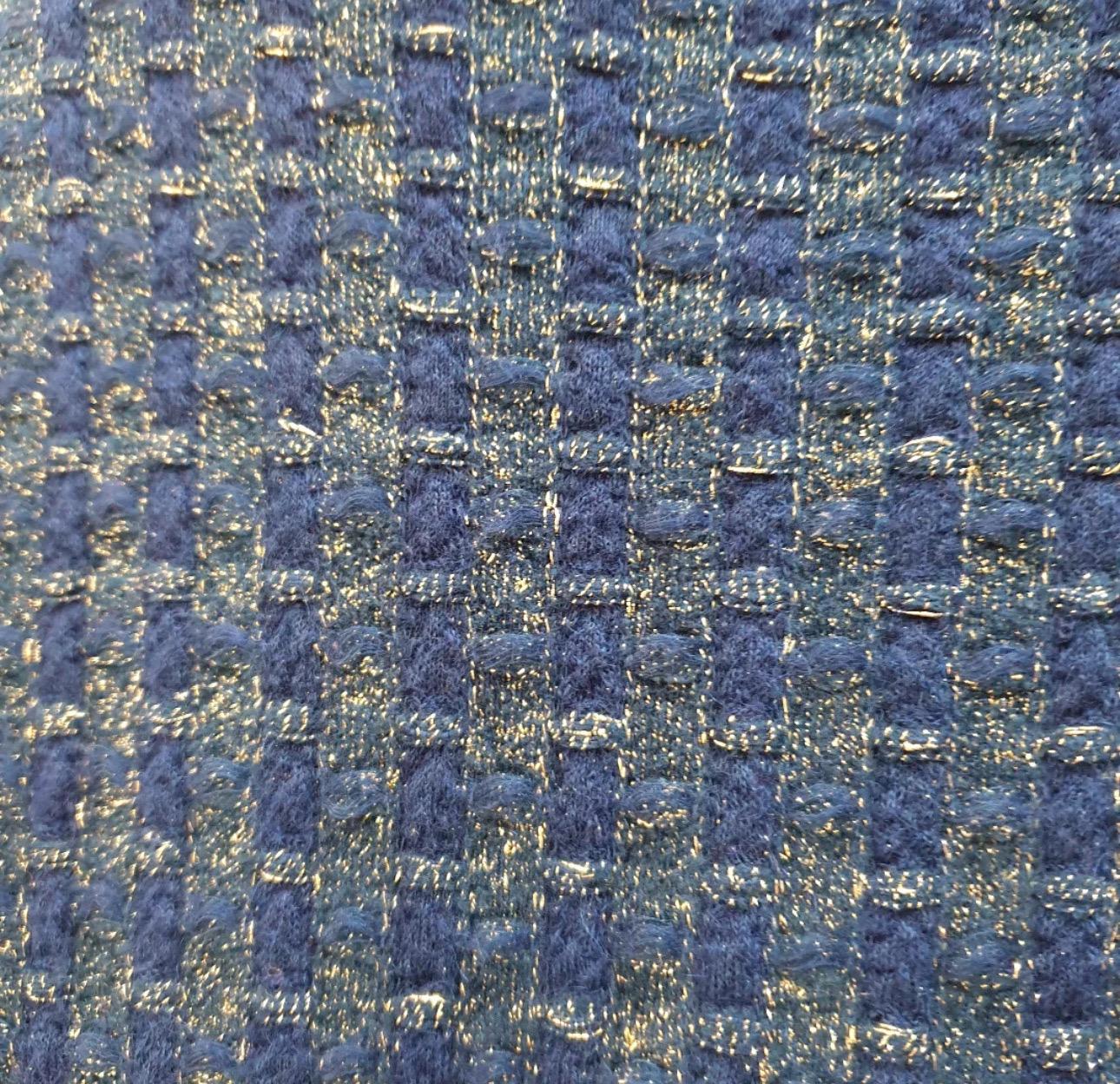 CHANEL Blau Viskose 2017 17A COSMOPOLITE Lerex Tweed Kleid Sz.44 im Angebot 1