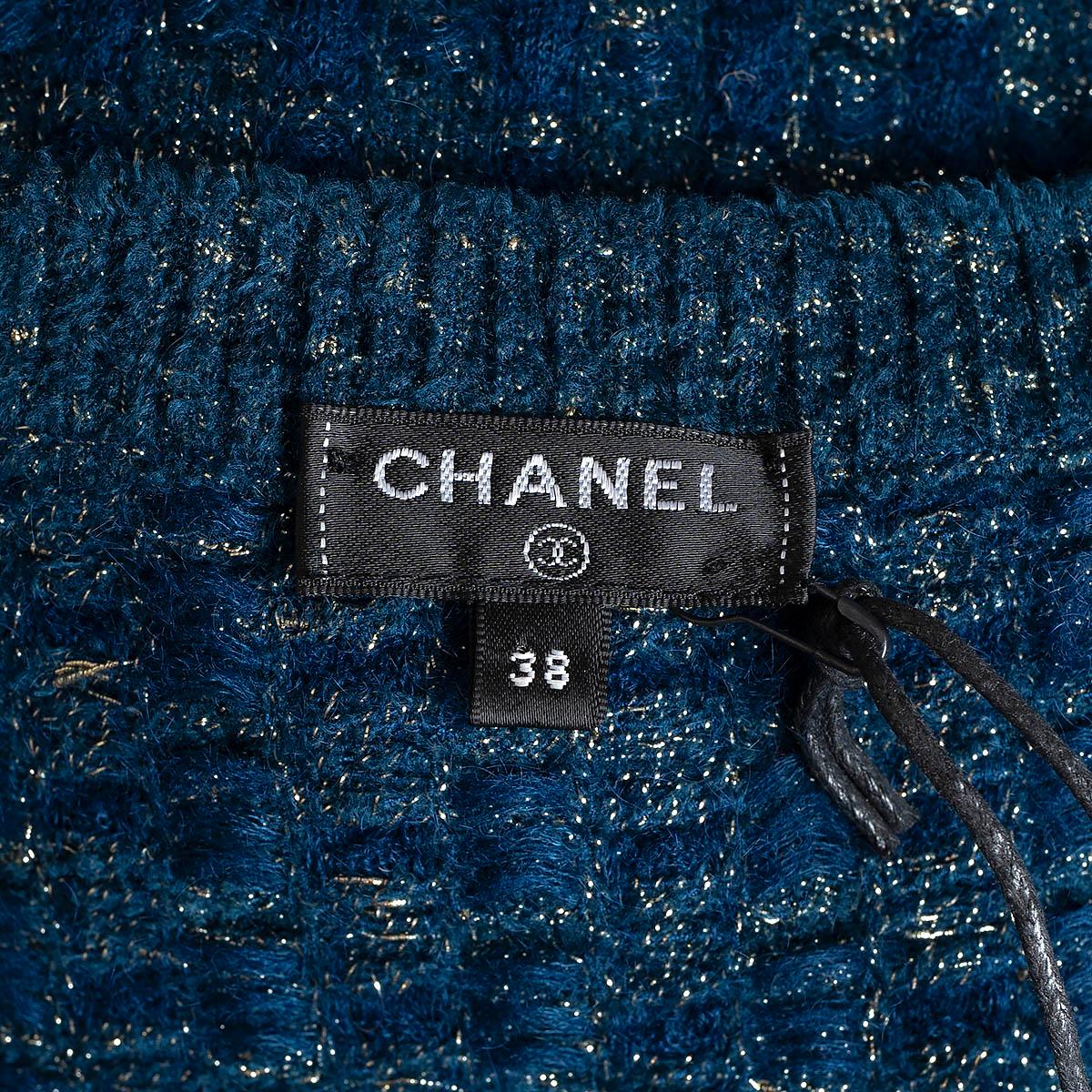 CHANEL Blaues Viskose 2017 17A COSMOPOLITE LUREX TWEED Kleid 38 S im Angebot 3